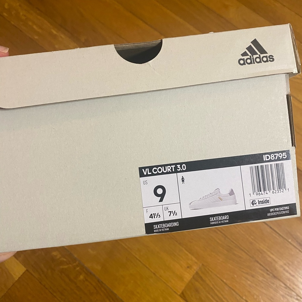 Adidas White and Beige Court Sneakers - Picture 6 of 8